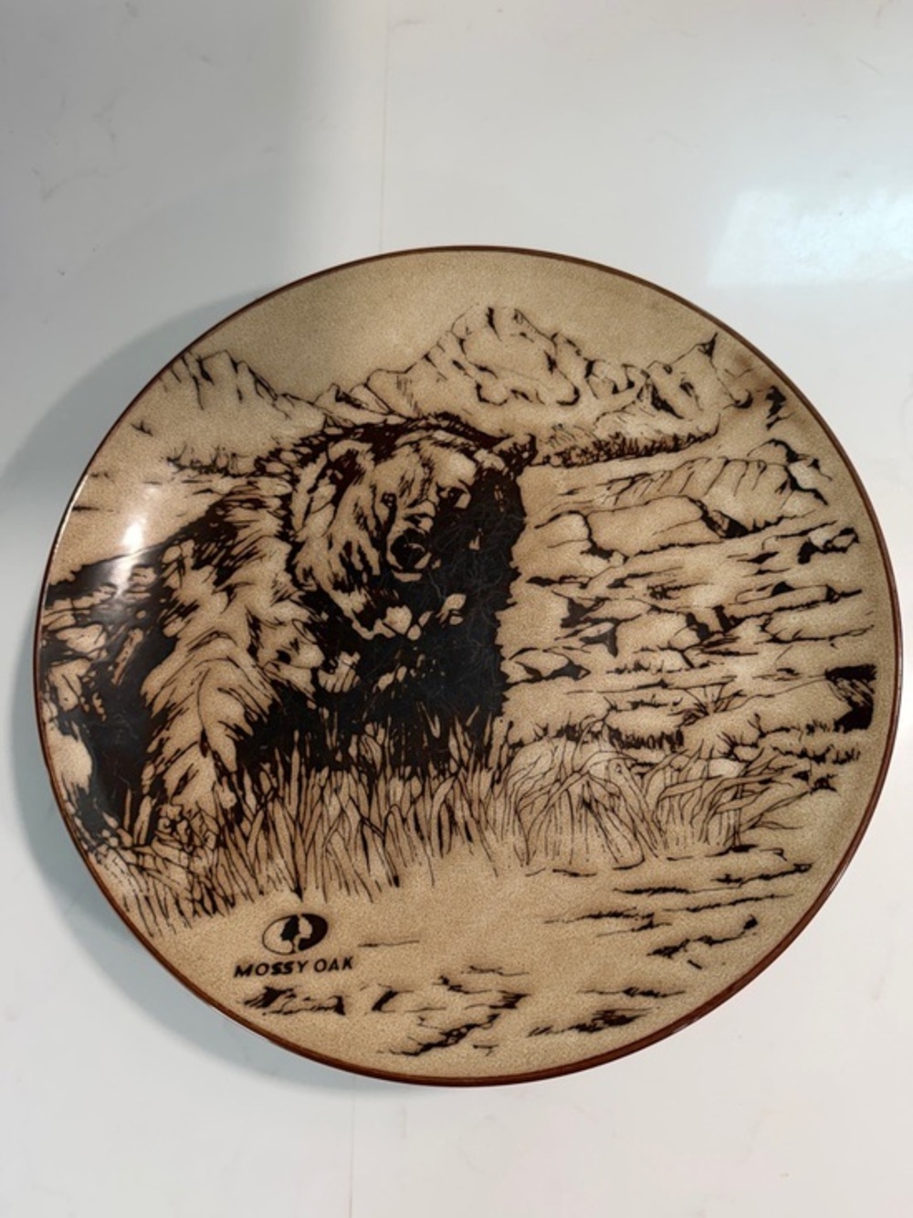 Vintage Mossy Oak Bear Dinner and Salad Plate Set 11.25” and 8.5”
